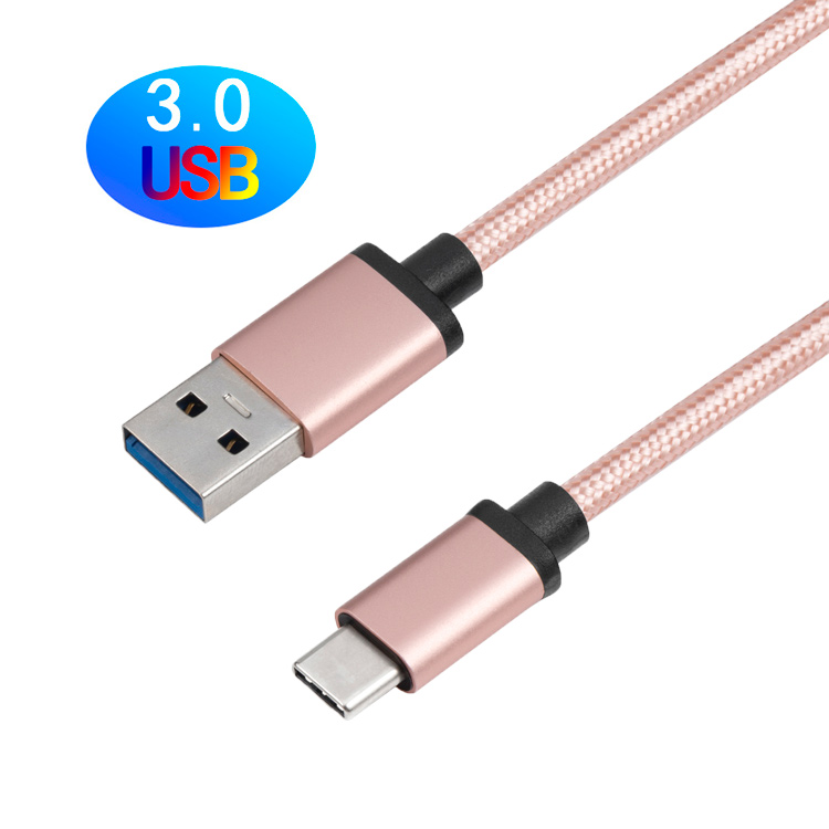 USB3.0AM TO C 尼龙编织网（玫瑰金) (1010）